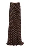 Dries Van Noten Smila Knot-detailed Silk Crepe De Chine Maxi Skirt In Navy