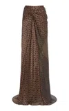 Dries Van Noten Smila Knot-detailed Silk Maxi Skirt In Neutral