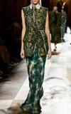 Dries Van Noten Smila Printed Georgette Maxi Skirt In Green