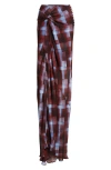 Dries Van Noten Smila Spray Painted Check Draped Maxi Skirt In Multi