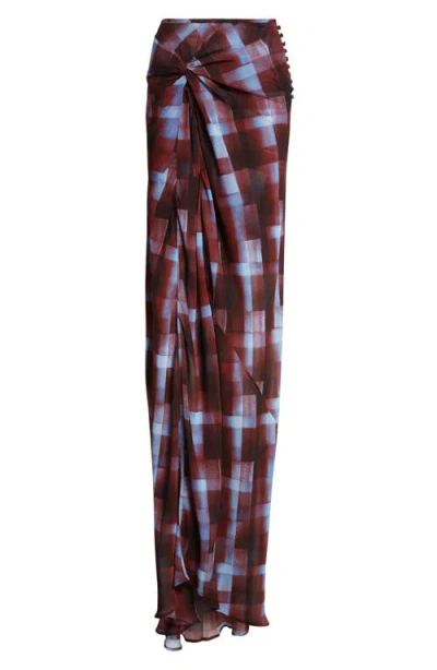DRIES VAN NOTEN DRIES VAN NOTEN SMILA SPRAY PAINTED CHECK DRAPED MAXI SKIRT