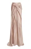 Dries Van Noten Smila Striped Silk Maxi Skirt In Light Pink