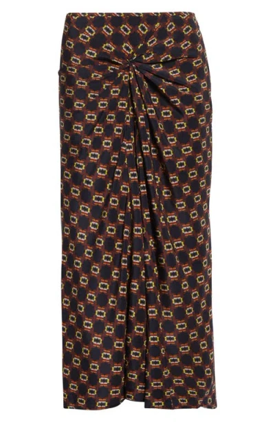 Dries Van Noten Smila Tie Print Gathered Silk Maxi Skirt In Multi