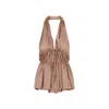 Dries Van Noten Halterneck Peplum Ruched Tie Sleeveless Top