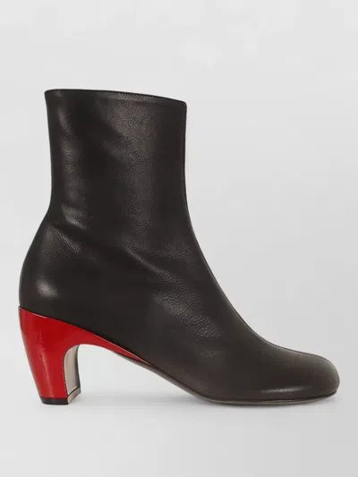 Dries Van Noten Smooth Leather Ankle Boots Rounded Toe Heel In Black