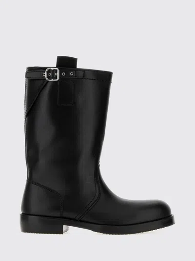 Dries Van Noten Smooth Leather Biker Boots With Double Pull-tabs In Black