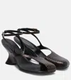 Dries Van Noten Snake-effect 75 Leather Wedge Sandals In Brown