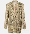 Dries Van Noten Snake-effect Jacquard Blazer In Beige