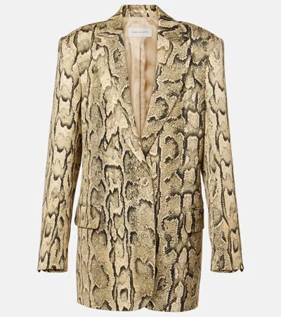 Dries Van Noten Snake-effect Jacquard Blazer In Beige