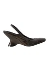 Dries Van Noten Snake-effect Leather Slingback Wedge Pumps In Brown