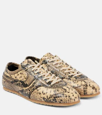 DRIES VAN NOTEN SNAKE-EFFECT LEATHER SNEAKERS