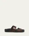 Dries Van Noten Snake-embossed Leather Platform Slide Sandals In Brown