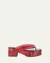 Dries Van Noten Snake-embossed Leather Thong Platform Sandals In Vermillon