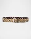 Dries Van Noten Studded Snake-effect Leather Belt In Beige