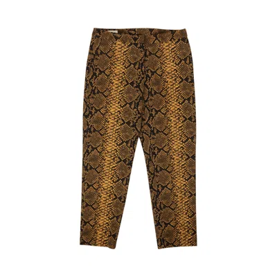 Pre-owned Dries Van Noten Snake Print High Rise Wool Pants 'gold' | Women's Size 40