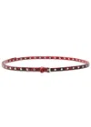 Dries Van Noten Snake-print Studded Leather Belt In Red