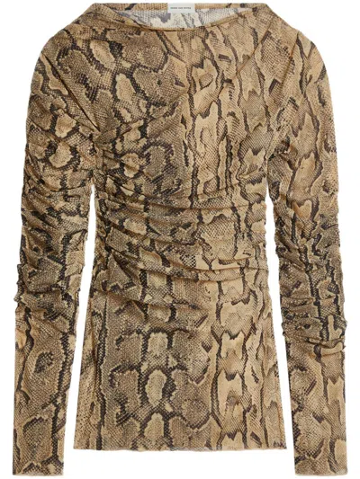 Dries Van Noten Snake-print T-shirt In Neutrals