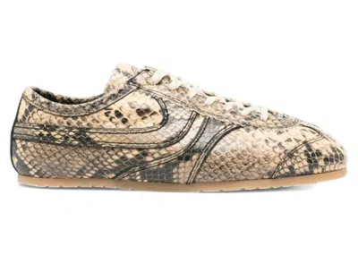 Pre-owned Dries Van Noten Snake Skin Print Sneakers (women's) In Beige