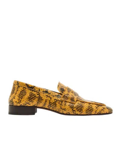 Dries Van Noten Snake Skin-effect Loafers In Yellow