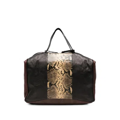 Dries Van Noten Snake-effect Leather Tote Bag In Black/neutrals