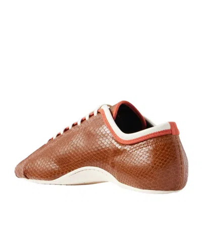 Dries Van Noten Snake-effect Leather Sneakers In Brown