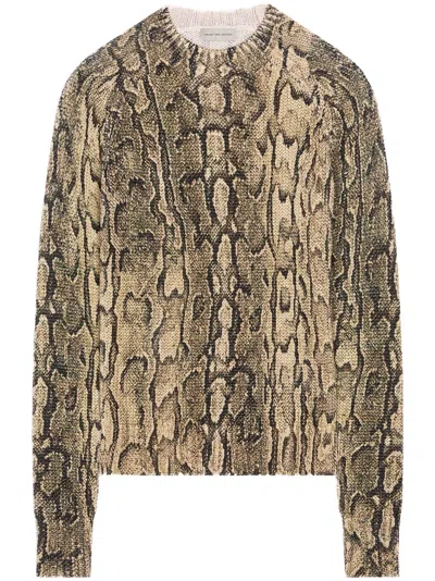 Dries Van Noten Snakes-print Jumper In Neutrals