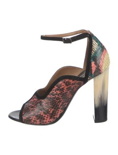 Pre-owned Dries Van Noten Snakeskin Animal Print D'orsay Pumps In Pink