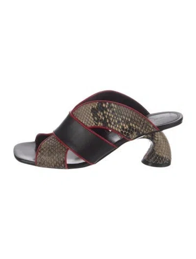 Pre-owned Dries Van Noten Snakeskin Animal Print Slides In Multi