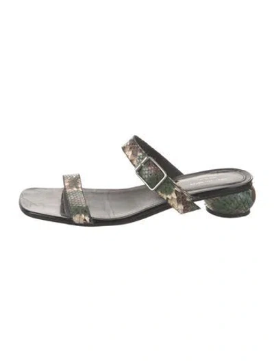 Pre-owned Dries Van Noten Snakeskin Animal Print Slides In Neutral