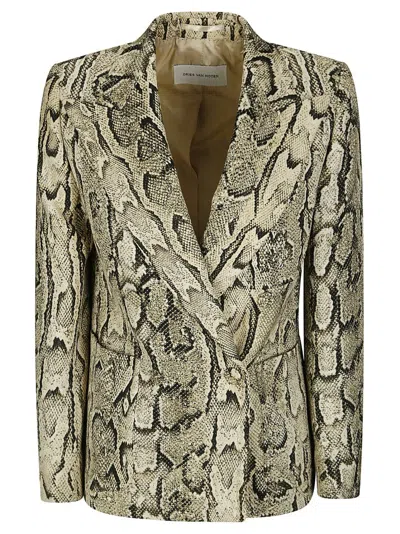 DRIES VAN NOTEN SNAKESKIN BLAZER WITH PEAK LAPELS