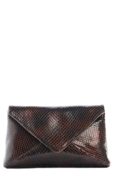 Dries Van Noten Snakeskin Embossed Leather Clutch