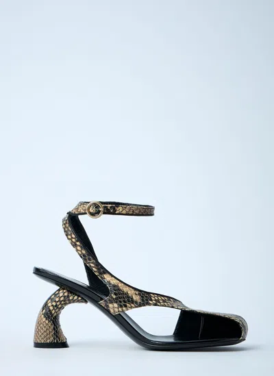 Dries Van Noten Snakeskin-embossed Slingback Heels
