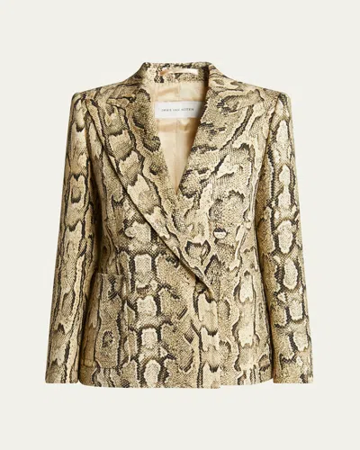 DRIES VAN NOTEN SNAKESKIN-PRINT DOUBLE-BREASTED BLAZER