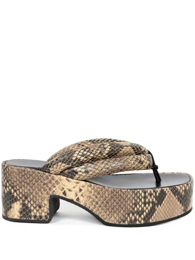 Dries Van Noten Snakeskin-print Sandals In Beige
