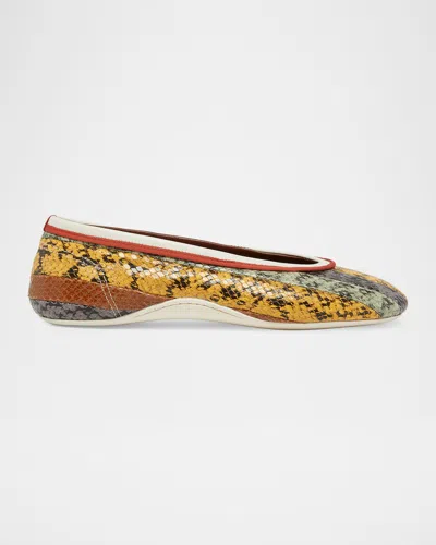 Dries Van Noten Snakeskin-effect Leather Ballerina Flats In Multi