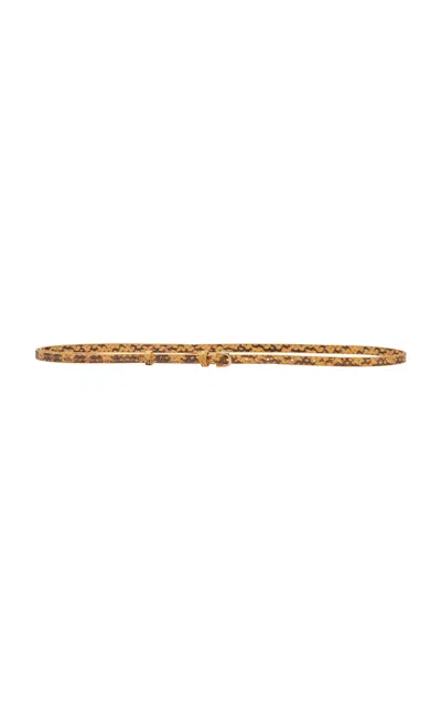 Dries Van Noten Snakeskin-effect Leather Belt In Gold