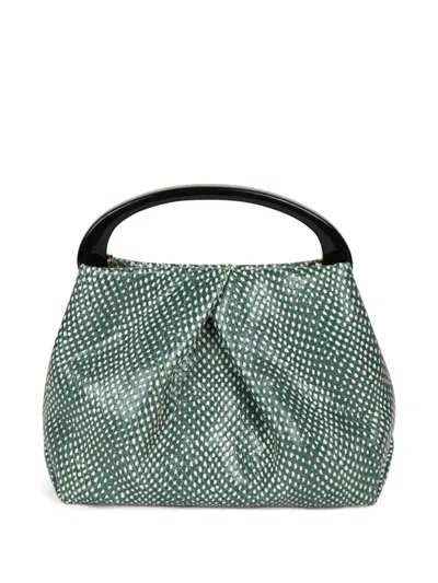 Dries Van Noten Snakeskin-printed Tote Bag In Green