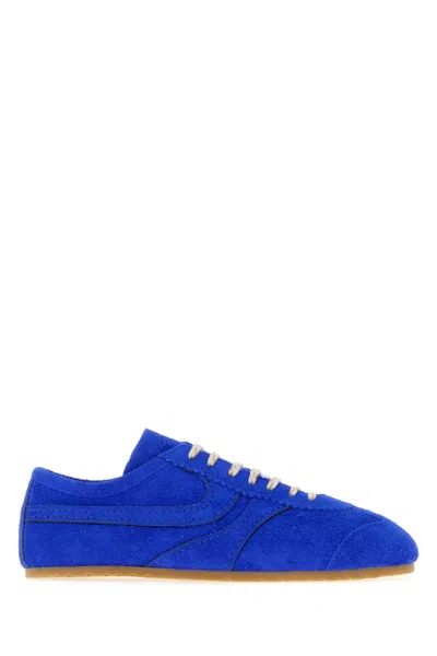 Dries Van Noten Suede Calf Leather Low-top Sneakers With Round Toe In Blue