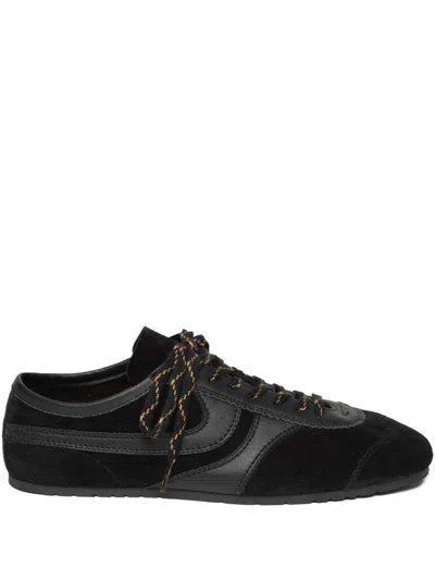 DRIES VAN NOTEN DOUBLE LACING SUEDE SNEAKERS WITH LEATHER INSERTS