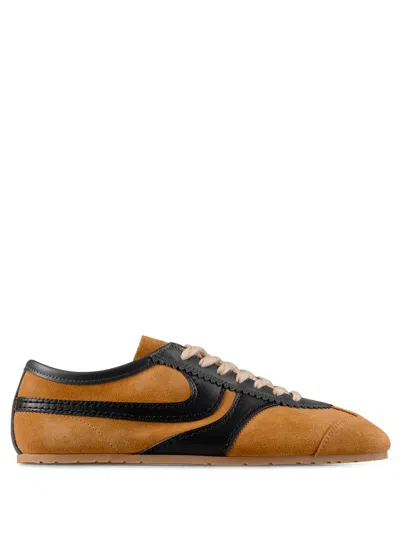 DRIES VAN NOTEN DOUBLE LACING SUEDE SNEAKERS WITH LEATHER INSERTS