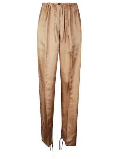 Dries Van Noten Soft-fit Viscose Trousers With Elegant Drawstring In Brown