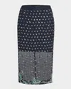 Dries Van Noten Sokna Crystal Sheer Pencil Skirt In Blue