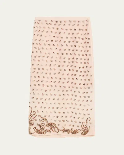 Dries Van Noten Sokna Crystal Sheer Pencil Skirt In Neutral