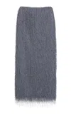 Dries Van Noten Sokna Fringed Midi Skirt In Dark Grey