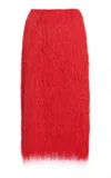 Dries Van Noten Sokna Fringed Midi Skirt In Red