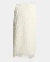 Dries Van Noten Sokna Fringed Midi Skirt In White
