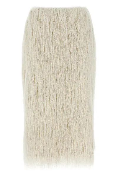 Dries Van Noten Fringe Textured Finish Skirt In Metallic