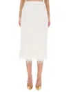 Dries Van Noten White Midi Skirt With Fringes In White