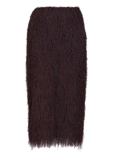 Dries Van Noten Sokna Tris Skirt Fringed Skirts Violet In Burgundy