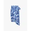 Dries Van Noten Solade Abstract Print Cotton Poplin Midi Skirt In Blue